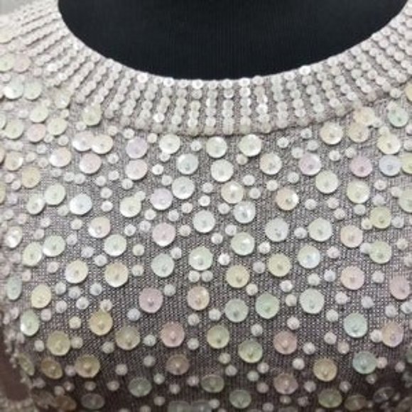 Rondina Sequin Beaded Metallic Knit Top Lavender Sz XS - Picture 7 of 10